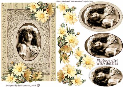 Vintage Girl with Daisies