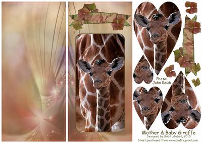 Mother and Baby Giraffe, Dl Card Front and Back