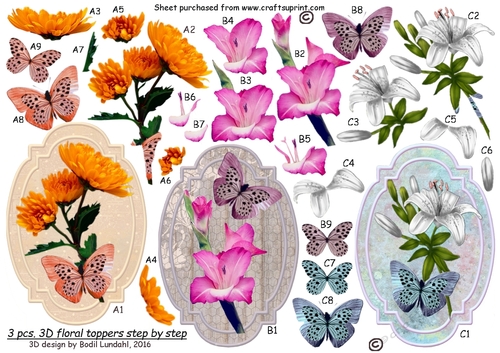 3 pcs. 3D floral toppers step by step