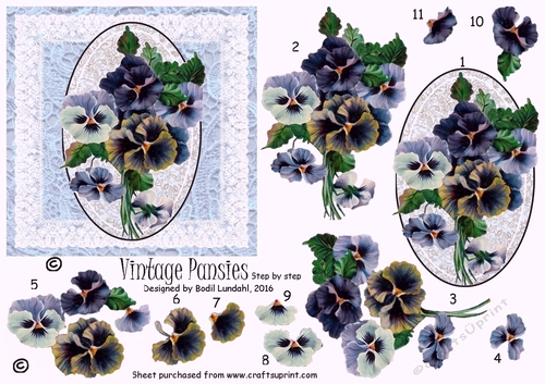 Vintage Pansies step by step