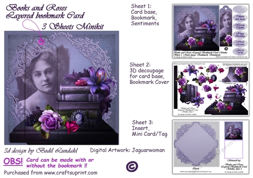 Books and Roses Layered Bookmark Card Mini-kit