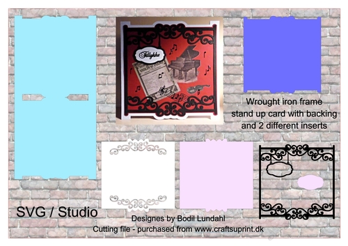 Wrought Iron Stand Up card with backing and inserts