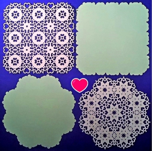 Two lovely heart mats with backings