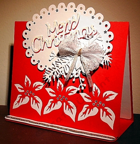 Poinsettia tent card over the edge