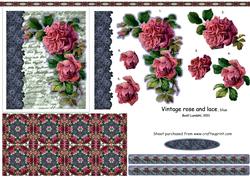 Vintage Rose and Lace, Blue