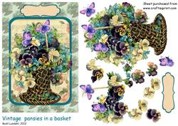 Vintage Pansies in a Basket