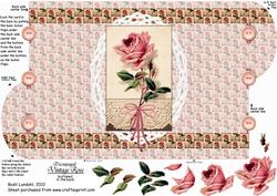 Decoupaged Vintage Rose Buttoned in the Back