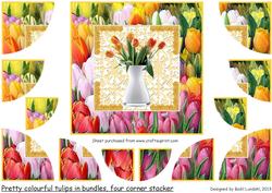 Pretty Colourful Tulips in Bundles, Four Corner Stacker