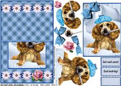 Get Well Soon, Blue Decoupage. No Hole-over the Edge