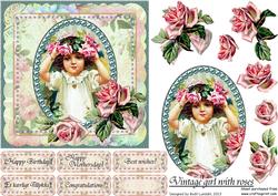Vintage Girl with Roses