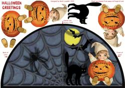 Halloween Greetings, Shaped Cut and Fold Card with Decoupage