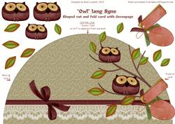 Owl Lang Syne, Shaped Cut and Fold Card with Decoupage
