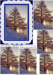 Winter View on Blue and White Backing