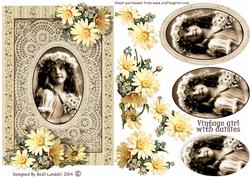 Vintage Girl with Daisies