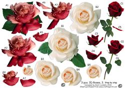3 Pcs. 3D Roses, 3 Step by Step