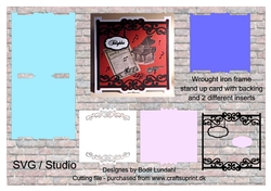 Wrought Iron Stand Up card with backing and inserts