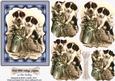 Cute Little Vintage Puppies on Blue Backing