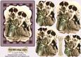 Cute Little Vintage Puppies on Purple Backing