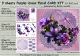 3 sheets Purple-icious floral CARD KIT