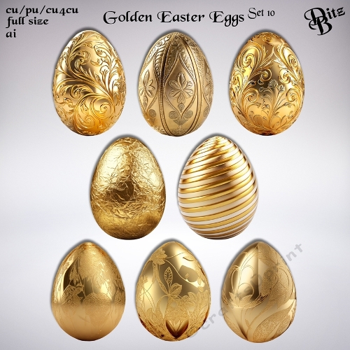 Golden Easter Eggs Set 10