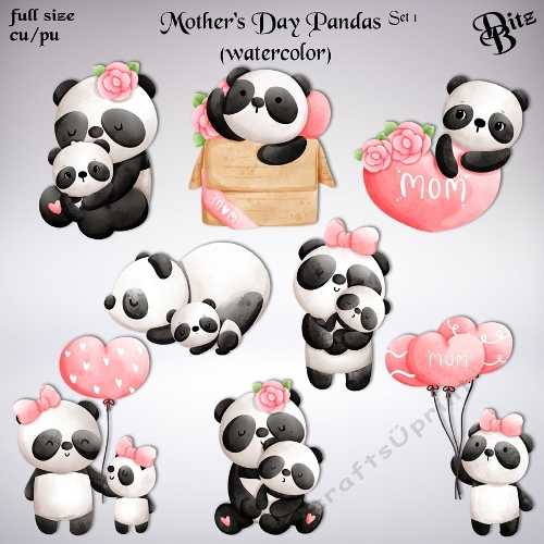 Mothers Day Pandas Set 1