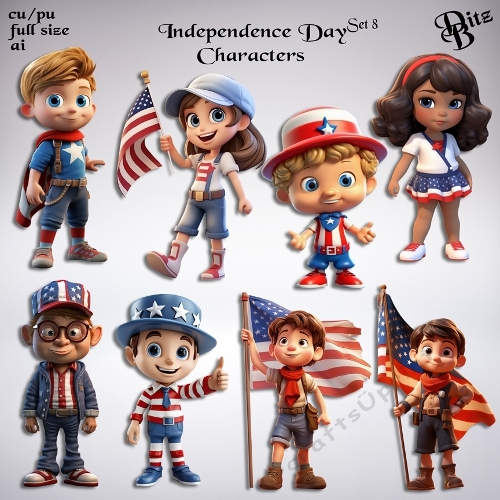 4th of July Characters Set 8