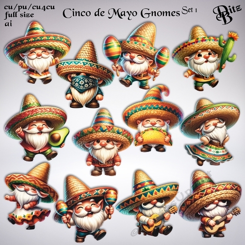 Cinco de Mayo Gnomes Set 1