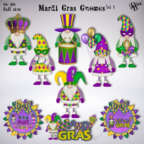 Mardi Gras Gnomes Set 1