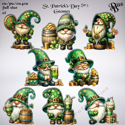 St. Patricks Day Gnomes Set 5