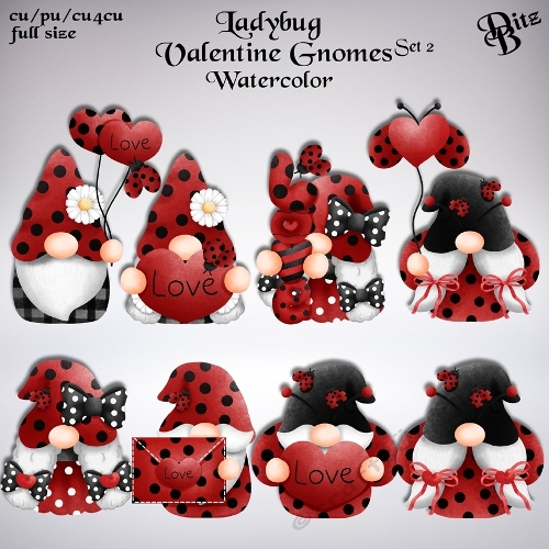 Ladybug Valentine Gnomes Set 2