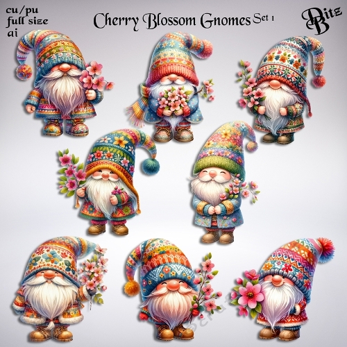 Cherrby Bsossom Gnomes Set 1