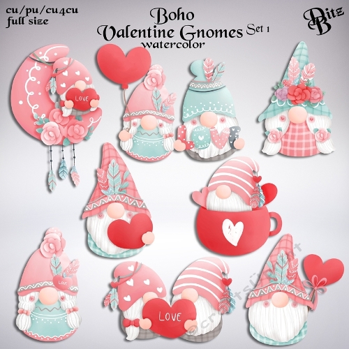 Boho Valentine Gnomes Set 1