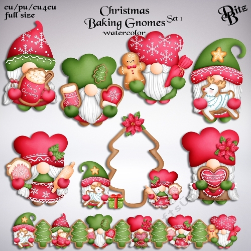 Christmas Baking Gnomes Set 1