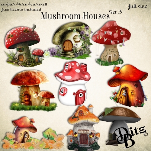 Mushroom Houses Set 3