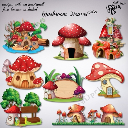 Mushroom Houses Set 8