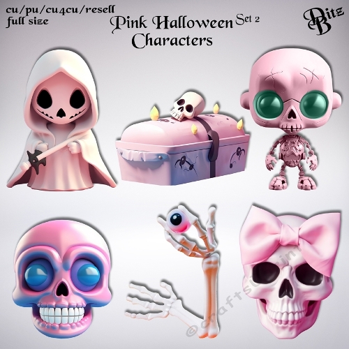 Pink Halloween Characters Set 2