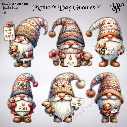 Mothers Day Gnomes Set 2