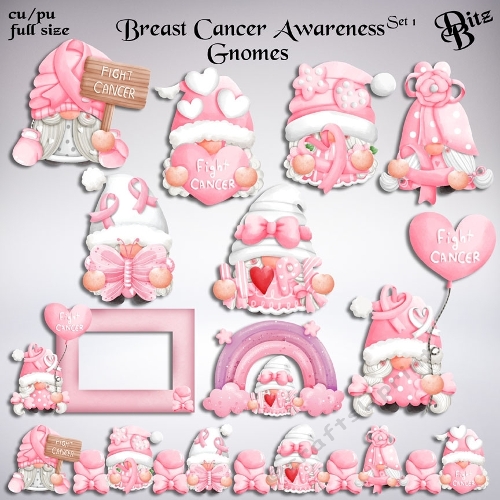 Breast Cancer Awareness Gnomes Set 1
