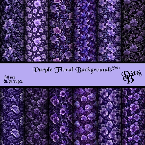 Purple Floral Backgrounds Set 1
