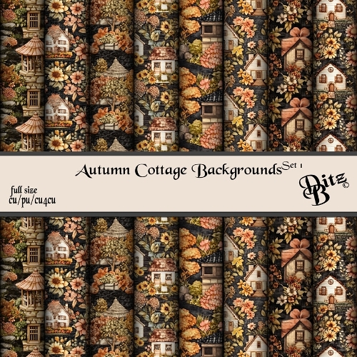 Autumn Cottage Backgrounds Set 1