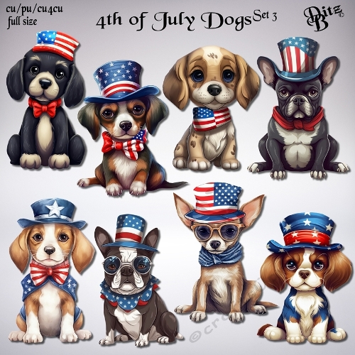 4th of July Dogs Set 3