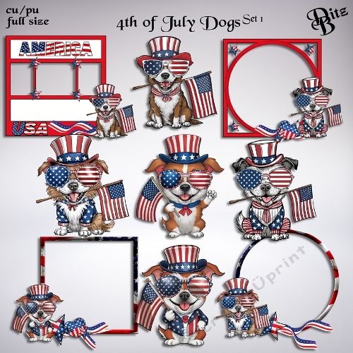 4th of July Dogs Set 1