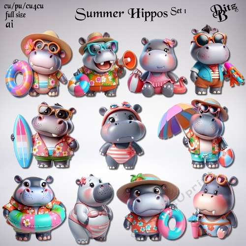 Summer Hippos Set 1