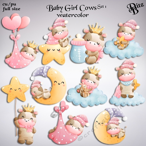 Baby Girl Cows Set 1
