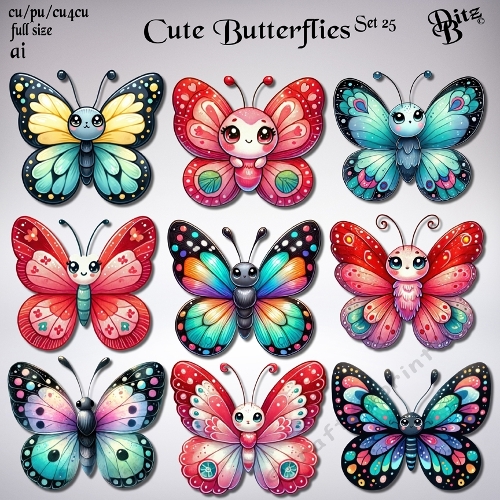 Cute Butterflies Set 25