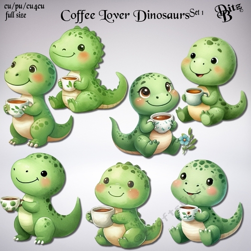 Coffee Lover Dinosaurs Set 1