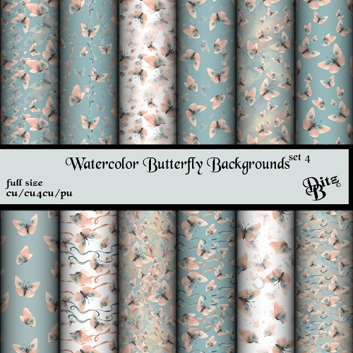 Watercolor Butterfly Backgrounds Set 4