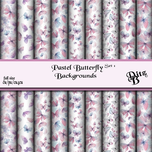 Pastel Butterfly Backgrounds Set 1
