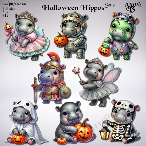 Halloween Hippos Set 2