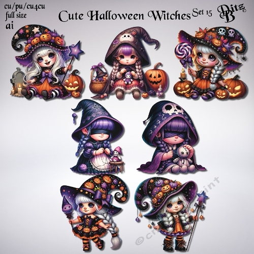 Cute Halloween Witches Set 15